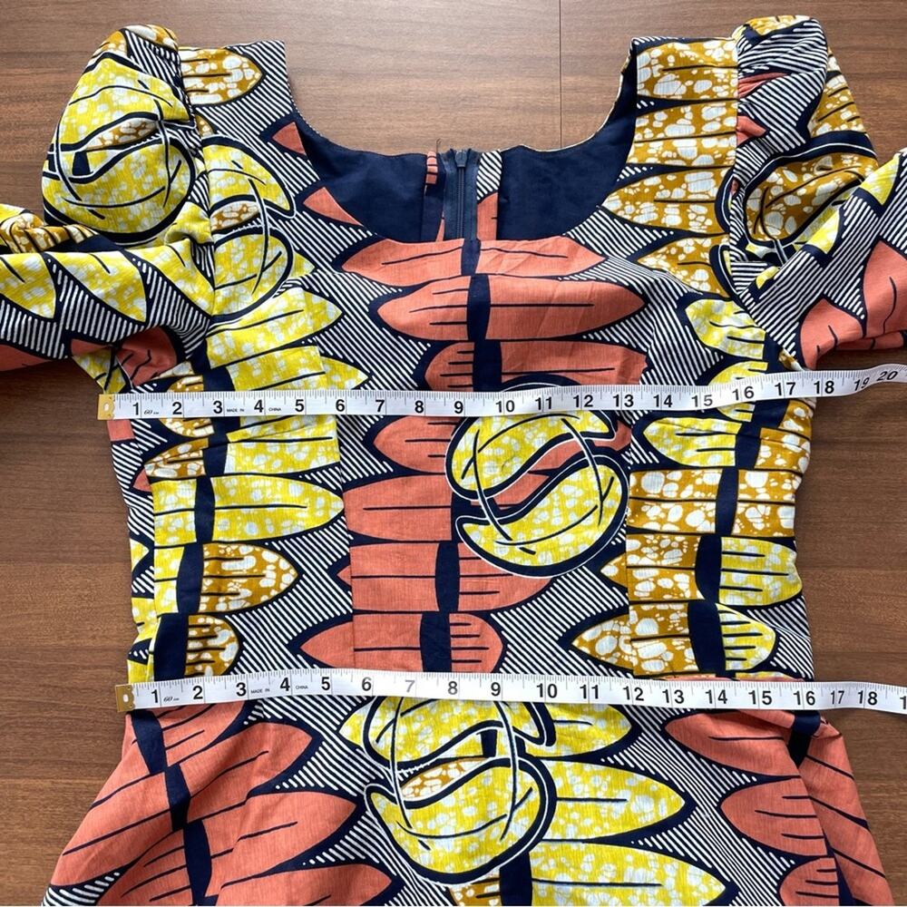 Handmade | African Print Ankara Maxi Dress Patchwork Queen Puff 3/4 Sleeve Round - Picture 9 of 11